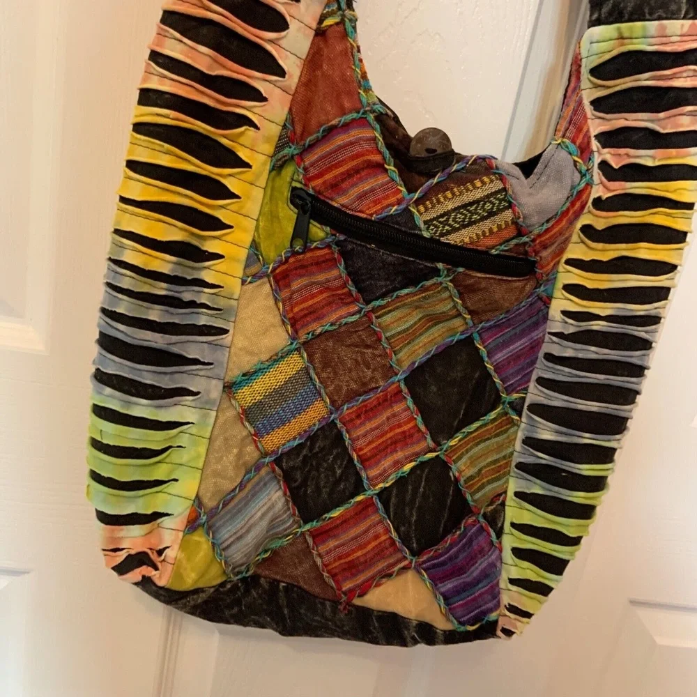 Handmade Multicolored Patchwork Hobo Crossbody Y2k Purse
